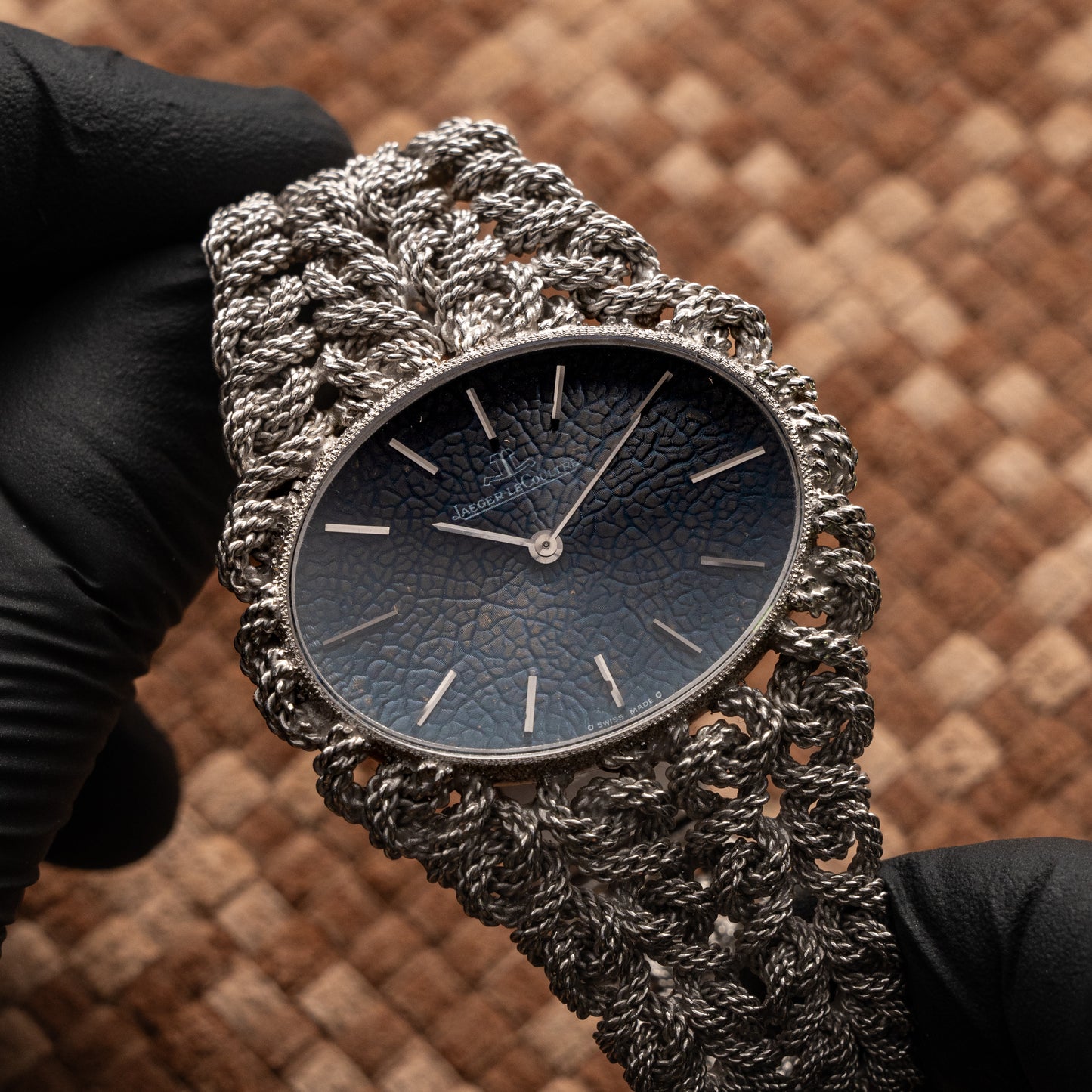 JAEGER-LECOULTRE VINTAGE WHITE GOLD MESH BRACELET 1970S
