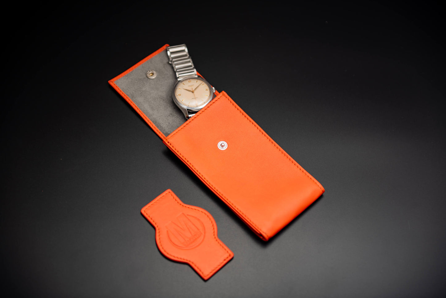 POUCHETTE PORTA OROLOGIO IN PELLE - ARANCIO