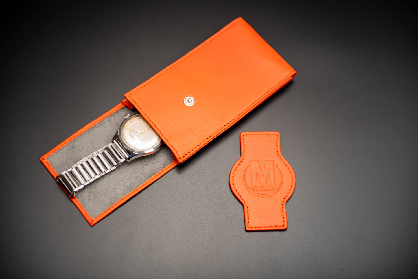 POUCHETTE PORTA OROLOGIO IN PELLE - ARANCIO