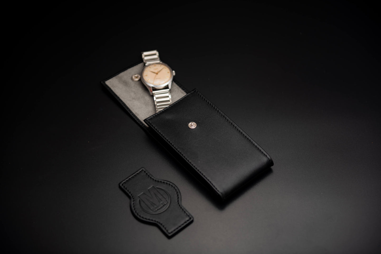POUCHETTE PORTA OROLOGIO IN PELLE - NERO