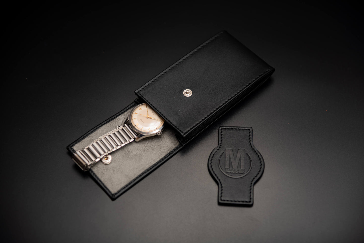 POUCHETTE PORTA OROLOGIO IN PELLE - NERO