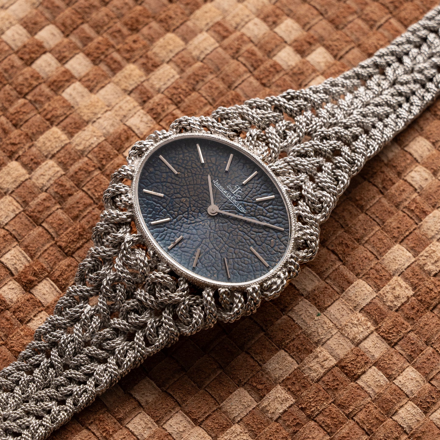JAEGER-LECOULTRE VINTAGE WHITE GOLD MESH BRACELET 1970S