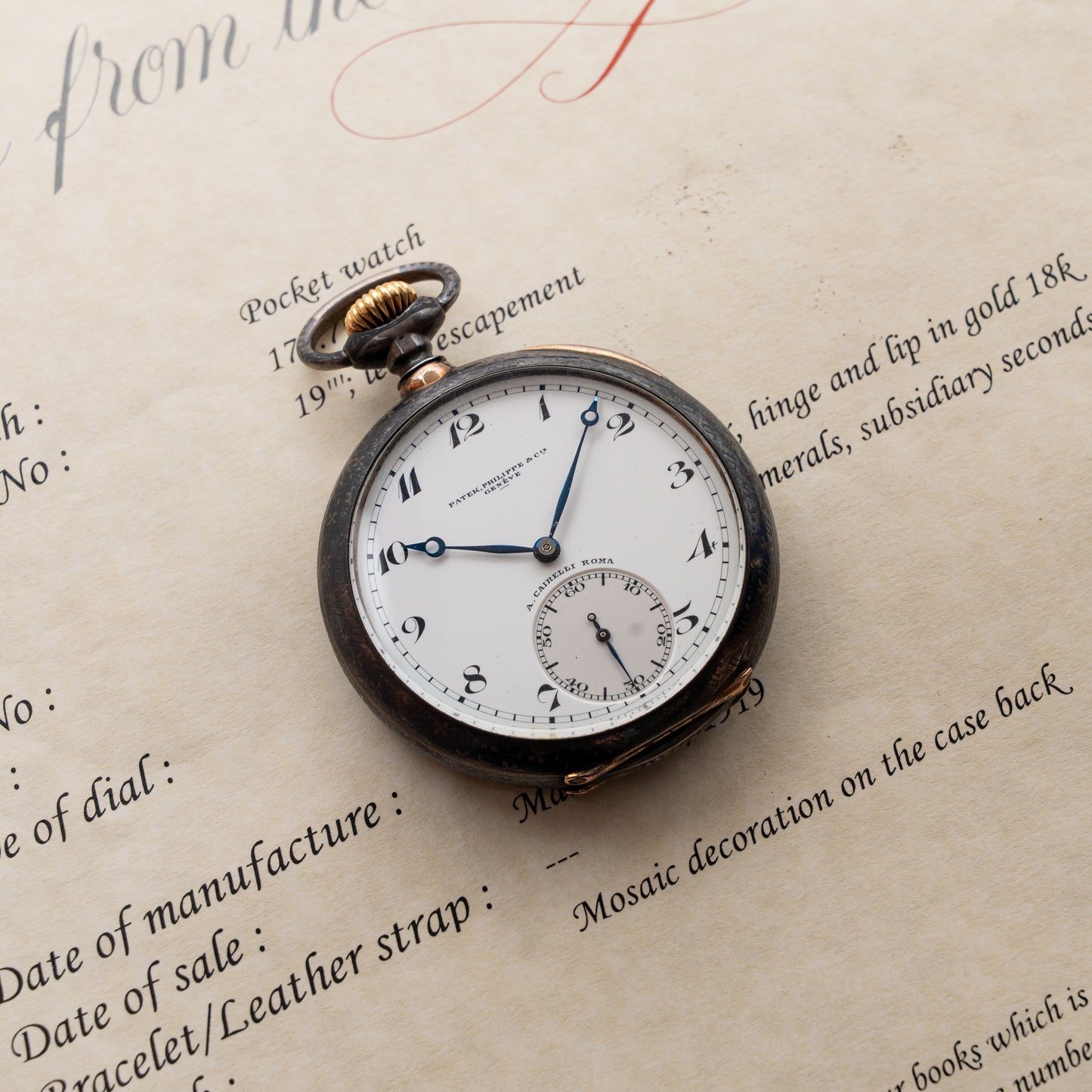 PATEK PHILIPPE & CIE GENÈVE POCKET WATCH FOR A. CAIRELLI ROMA 1914's