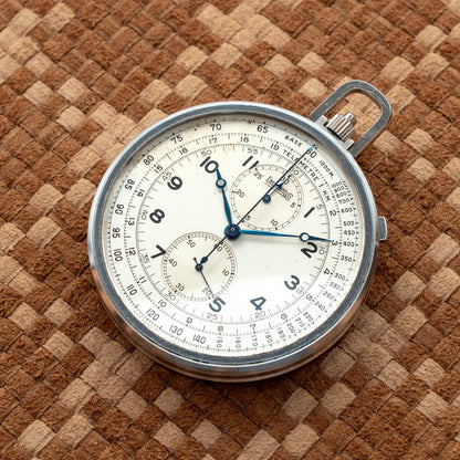 EBERHARD & CO. CHRONOGRAPH POCKET WATCH STAINLESS STEEL 1930's
