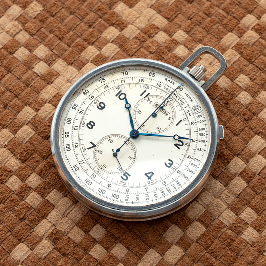 EBERHARD & CO. CHRONOGRAPH POCKET WATCH STAINLESS STEEL 1930's